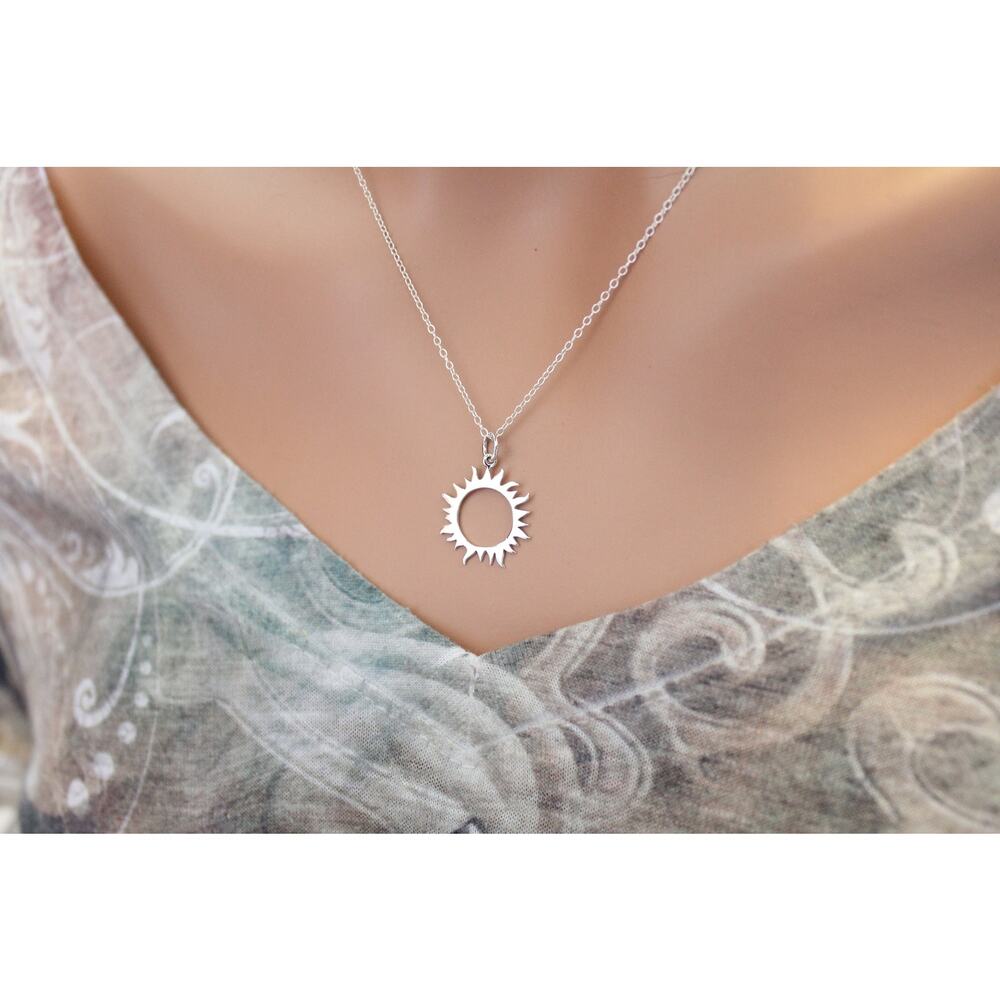 Sterling Silver Eclipse Charm - Sun Charm Necklac… - image 3